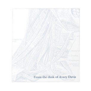 Oude medische tekenspieren van de nekblauw notitieblok