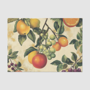 Oude Mediterrane citrus sinaasappels groene druive Tissuepapier