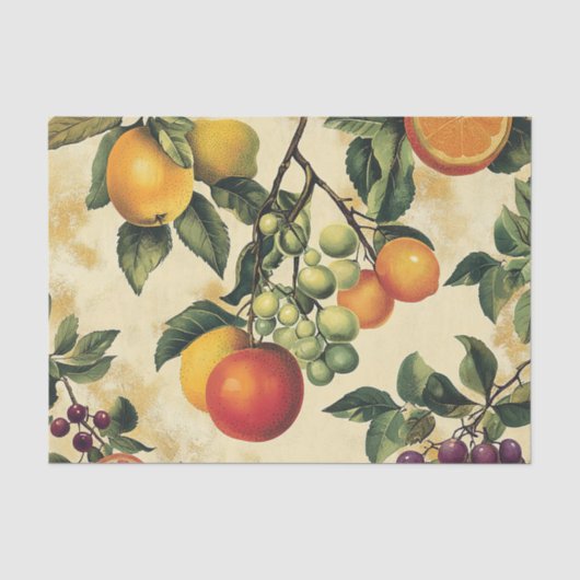 Oude Mediterrane citrus sinaasappels groene druive Tissuepapier (Voorkant)