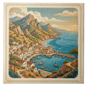 Oude Mediterrane haven kustdorp Tegeltje