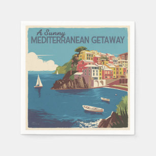 Oude Mediterrane Reisbestemming Ontwerp Servet