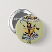Oude Meisje en Kerstman Boek Ronde Button 5,7 Cm (Voorkant /achterkant)