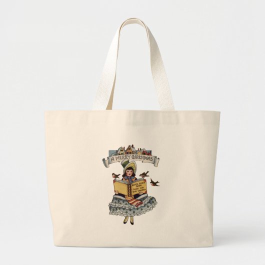 Oude Meisje en Kerstman Kerstboek Grote Tote Bag (Voorkant)