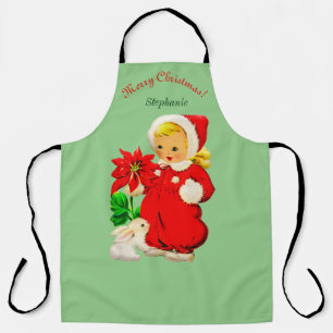 Oude meisje met konijn Kerstvakantie schort