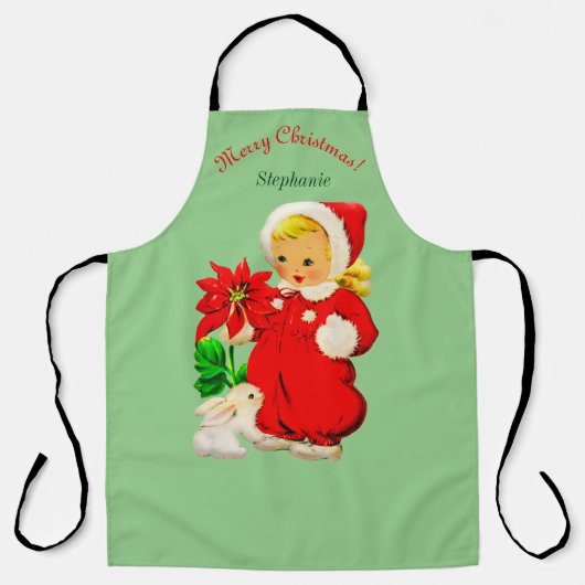 Oude meisje met konijn Kerstvakantie schort (Voorkant)