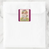 Oude Meisje Met Konijn Pasen Sticker (Tas)