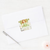 Oude meisjes met hulst cadeaukaartje vierkante sticker (Envelop)