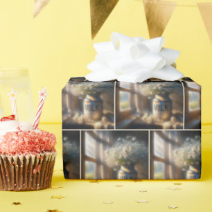 Oude Melkblikje met Daisy Boeket Cadeaupapier