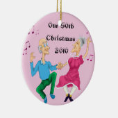 Oude mensen dansen, onze 50ste Kerstmis.. Keramisch Ornament (Rechts)