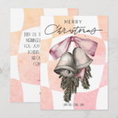 Oude Merry Christmas Bellen Strikken Kerstmis Feestdagenkaart (Voorkant / Achterkant)