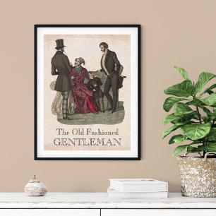 Oude, met fashioned Gentlemen Biedermeier Period Poster