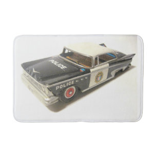 Oude metaal politie auto bath Mat