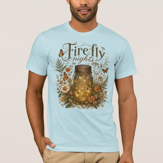 Oude Metselaars Pot met Glowende Vuurvliegjes T-shirt (Voorkant)
