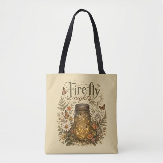 Oude Metselaars Pot met Glowende Vuurvliegjes Tote Bag (Voorkant)