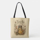 Oude Metselaars Pot met Glowende Vuurvliegjes Tote Bag (Achterkant)