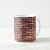 oude metselmuurachtergrond, hipste koffiemok (Voorkant rechts)