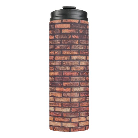 oude metselmuurachtergrond, hipste thermosbeker (Voorkant)