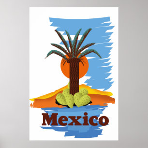 Oude Mexicaanse Palm cartoon Poster