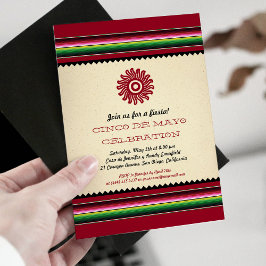 Oude Mexicaanse Sun Serape Cinco de Mayo Party Kaart
