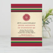 Oude Mexicaanse Sun Serape Party Kaart (Staand voorkant)