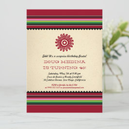 Oude Mexicaanse Sun Serape Party Kaart