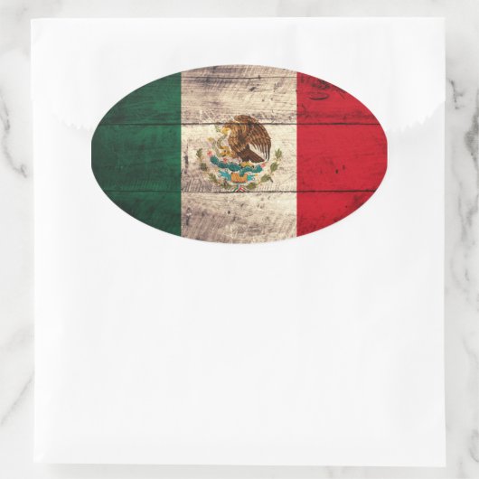 Oude Mexicaanse vlag Ovale Sticker (Tas)