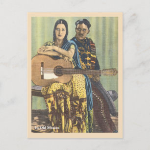oude mexico vrouw met gitaar briefkaart