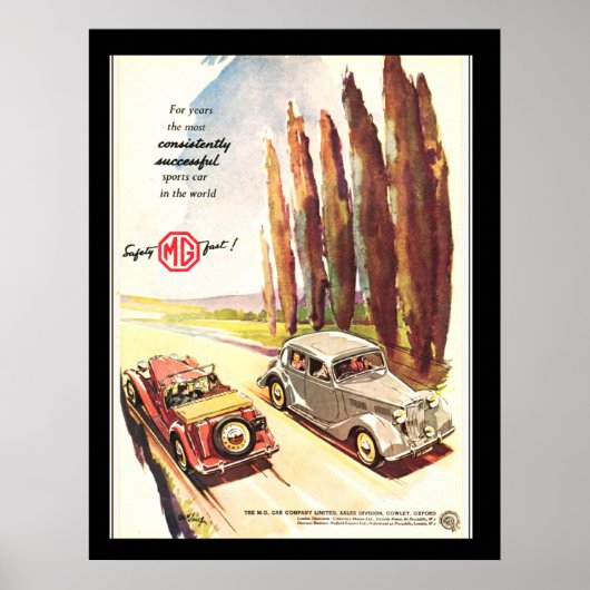 Oude MG-auto's Transport Posterprint Poster (Voorkant)