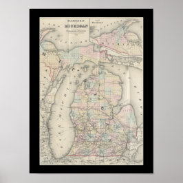 Oude Michigan kaart Poster