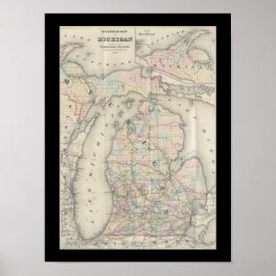 Oude Michigan kaart Poster