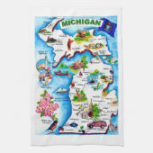 Oude Michigan Kaart Theedoek (Verticaal)