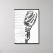 Oude microfoon in tekenfilm op houtskool canvas afdruk (Voorkant)