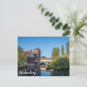 Oude middeleeuwse brug in Neurenberg, Duitsland Briefkaart (Staand voorkant)