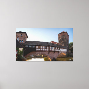 Oude middeleeuwse brug in Neurenberg, Duitsland Canvas Afdruk