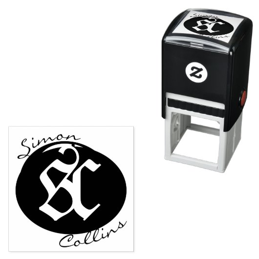 Oude middeleeuwse ExLibris Monogram en handtekenin Zelfinktende Stempel (In situ)