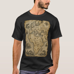 Oude Middeleeuwse Wereldkaart Zeemonsters Cartogra T-shirt