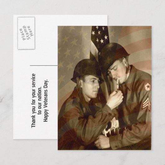 Oude militair foto Bedankt Veteranen briefkaart (Voorkant / Achterkant)