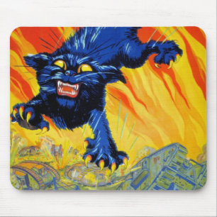 Oude militaire oorlogwerving met een wilde kat muismat