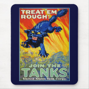 Oude militaire oorlogwerving met een wilde kat muismat