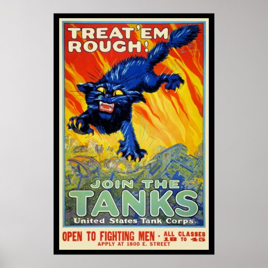 Oude militaire oorlogwerving met een wilde kat poster (Voorkant)