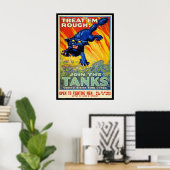 Oude militaire oorlogwerving met een wilde kat poster (Thuiskantoor)
