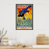 Oude militaire oorlogwerving met een wilde kat poster (Keuken)