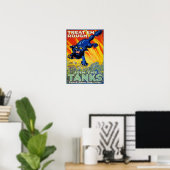 Oude militaire oorlogwerving met een wilde kat poster (Thuiskantoor)