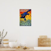 Oude militaire oorlogwerving met een wilde kat poster (Keuken)