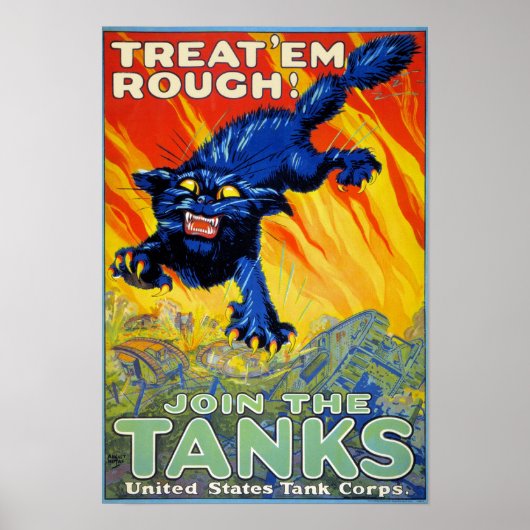 Oude militaire oorlogwerving met een wilde kat poster (Voorkant)