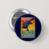 Oude militaire oorlogwerving met een wilde kat ronde button 5,7 cm (Voorkant /achterkant)