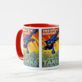 Oude militaire wervingsadvertentie met een wilde k mok (Voorkant links)