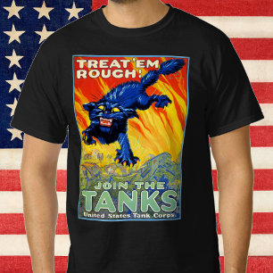Oude militaire wervingsadvertentie met een wilde k t-shirt