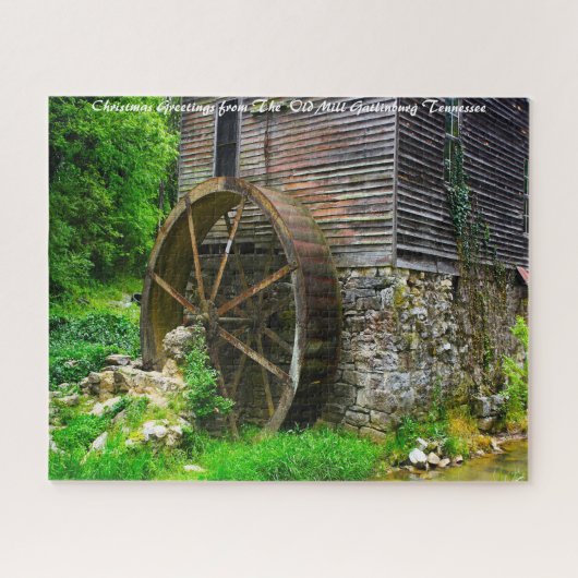 Oude Mill Gatlinburg Tennessee. kerstgroet Legpuzzel (Horizontaal)