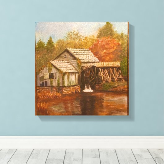 Oude Mill in het najaar Canvas Afdruk (Insitu (Houten vloer))